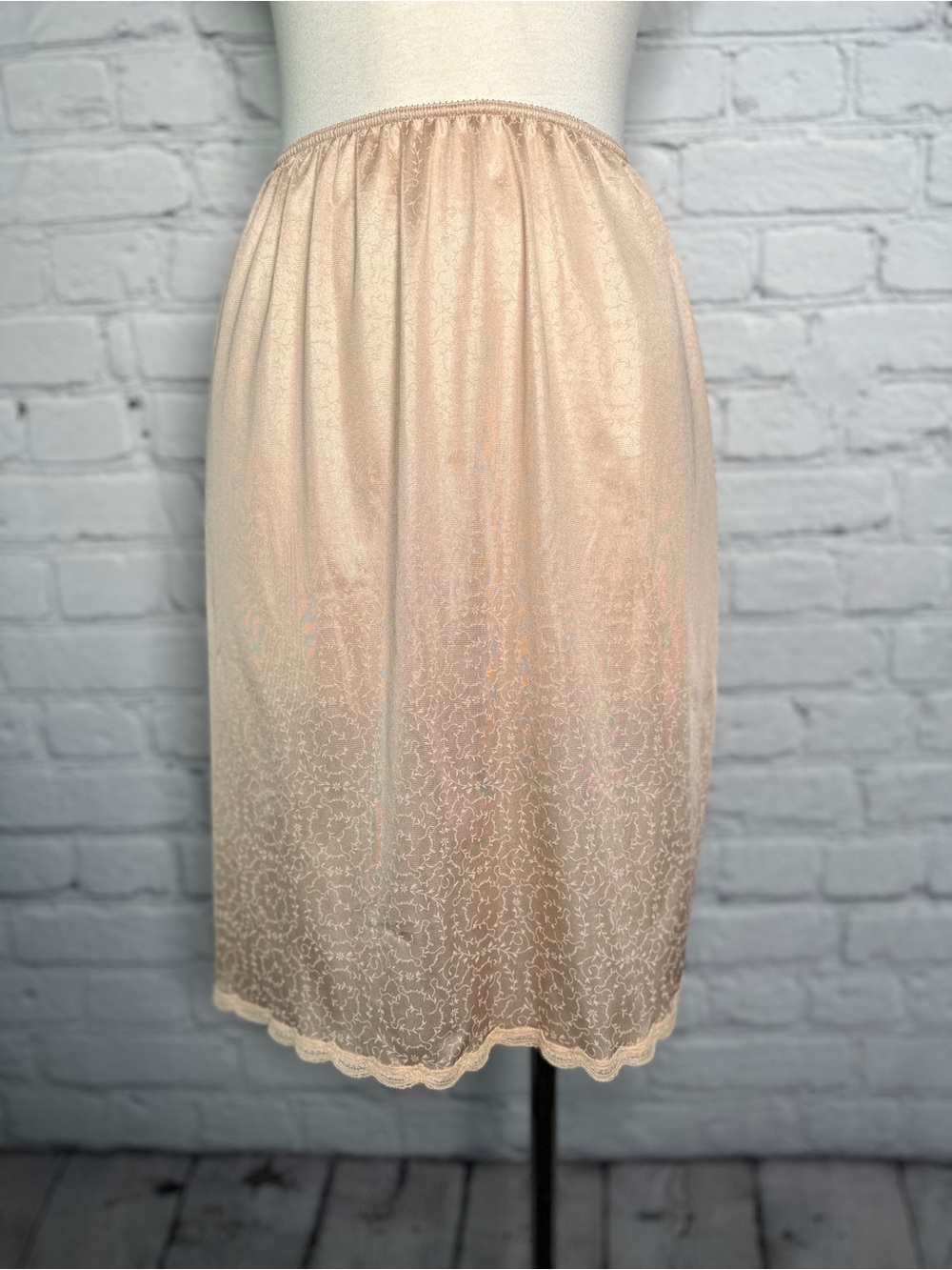 Vintage 80s Givenchy Nude Floral Half Slip M/L